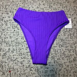 NWT Lululemon Purple Ribbed High-Waist Skinny Bikini Bottoms Size 6